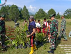 Koramil 17/Balige Bersama Muspika Dan Siswa SDN Melaksanakan Penanaman Pohon Di Pinggiran Danau Toba 