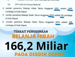 Terkait Penggunaan Belanja Hibah 166,2 Miliar Pada Disdik Depok, BAKORNAS Akan Laporkan Ke Kejagung