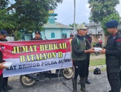 Brimob Polda Sumut dan Bhayangkari Tebar Kepedulian, Gelar Jum’at Berkah Berbagi Makan Siang di Kampung Wetan Tanjung Balai