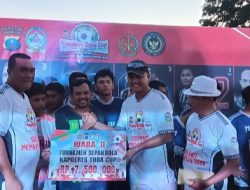 Dandim 0210/TU Hadiri Penyerahan Tropi Juara Turnamen Sepakbola Kapolres Toba Cup Tahun 2025