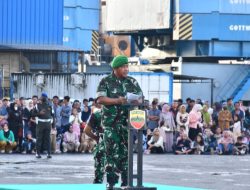 Kasdam I/BB Pimpin Upacara Penyambutan Personel Brigif dan Yon TP Tahap II di Dermaga Belawan