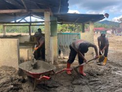 Sinergi Brimob Polda Sumut dan Pramuka, Percepat Pemulihan Fasilitas Ibadah Pasca Bencana Alam