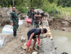 Satgas Gulbencal Yon Zipur 1/DD Mulai pengerjaan dan pembangunan jembatan Aramco di Desa Janji Nauli, Kecamatan Purba Tua
