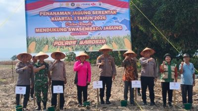 Wakapolres Samosir Pimpin Penanaman Jagung Serentak Kuartal I 2026 di Lahan 1 Hektar