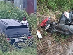 Tergelincir Saat Gerimis, Fortuner Tabrak Motor di Balige, 1 Korban Meninggal Dunia 