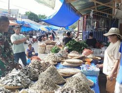 Babinsa Turun Langsung Cek Harga Sembako di Pasar Laguboti 