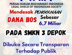 PHMI Mendesak Penggunaan Dana BOS Sebesar 6,7 Miliar Pada SMKN 3 Depok Segera Dibuka Secara Transparan Terhadap Publik