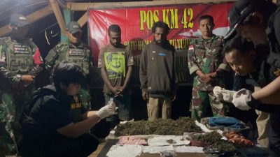 Satgas Yonif 403/WP Gagalkan Penyelundupan 2 Kg Ganja di Perbatasan RI–PNG