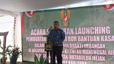 Sekda Toba Hadiri Launching Sumur Bor di Desa Parsuratan, Program TNI AD Manunggal Air
