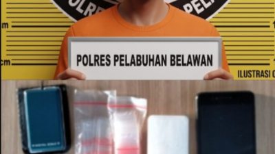 Sat Narkoba Polres Pelabuhan Belawan Tangkap Pengedar Sabu di Desa Manunggal