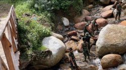 Satgas Karya Bakti TNI Kodam I/BB Mulai Bangun Jembatan Armco di Aek Bagot Taput