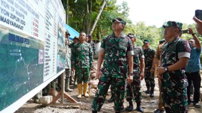 Pangdam I/BB Tinjau Pembangunan Jembatan Perintis Sungai Hou di Nias