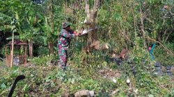 Wujud Kepedulian Lingkungan Yang Sehat, Babinsa Joyotakan dan Warga Kerja Bakti Makam Pandangan 