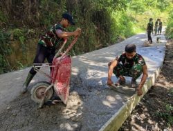 Bakti TNI di Nias Selatan, Jalan Desa Bawonifouso Sepanjang 1,2 Km Terus Dikebut