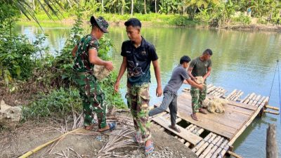 Bakti TNI untuk Rakyat, Jembatan Gantung Sungai Idanoho di Nias Selatan Capai Progres 41,5 Persen