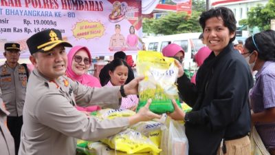 Sambut HUT Bhayangkara ke-80, Polres Humbahas Gelar Pasar Murah
