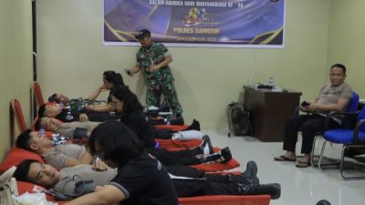 Wujud Kasih Jelang Hari Bhayangkara ke-80, Polres Samosir Laksanakan Donor Darah