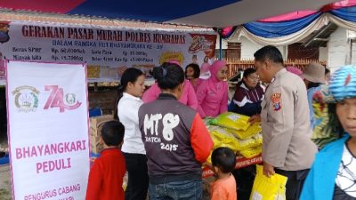 Sambut HUT Bhayangkara ke-80, Polres Humbahas Berbagi Lewat Pasar Murah