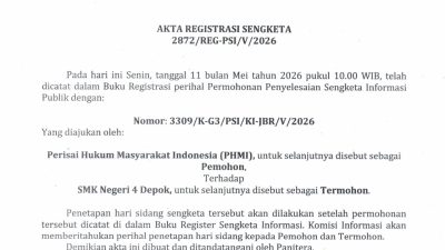 PHMI Siap Melawan SMK Negeri 4 Kota Depok di Persidangan Usut Penggunaan Dana BOS Sebesar 2,4 Miliar Lebih