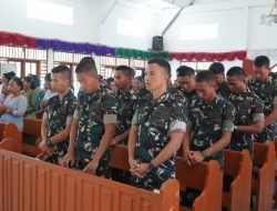 Dibalik Seragam Loreng, Satgas TMMD Kodim 0210/TU Tingkatkan Keimanan Melalui Ibadah Minggu