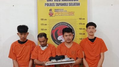 Satresnarkoba Polres Tapsel Berhasil Amankan 4 Pria, Sabu dan Pil Ekstasi Disita