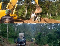 Satgas TMMD Ke 129 Kodim 0210/TU Gunakan Alat Berat Excavator Langsir Gorong-gorong