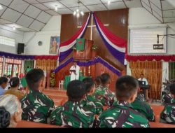 Satgas TMMD Kodim 0210/TU Ibadah Bersama Jemaat Gereja HKBP Sijarango 
