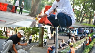 Sambut HUT ke-81 Kemerdekaan RI, Sekda Herman dan Para Pegawai Gedung Sate Gorong-royong Membersihkan Lingkungan