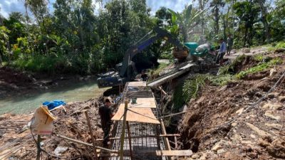Bakti TNI untuk Rakyat, Pembangunan Jembatan Modular Sungai Belauna di Nias Capai 35 Persen