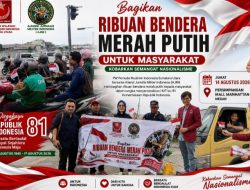 Sambut HUT ke-81 RI, PW Pemuda Muslim Sumut dan AJMI Bagikan Ribuan Bendera di Medan
