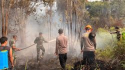 Sinergi Lintas Sektor, Pos Kotis Satgas Yonarmed 13/Nanggala Bersama Polsek, Instansi Kecamatan, dan Warga Padamkan Karhutla di Desa Badau