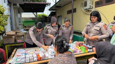 Polwan Polda Sumut Gelar Bakti Kesehatan, 200 Warga Belawan Dapat Pengobatan Gratis