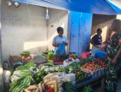 Babinsa Koptu J Pangaribuan Cek Harga Sembako di Pasar Laguboti
