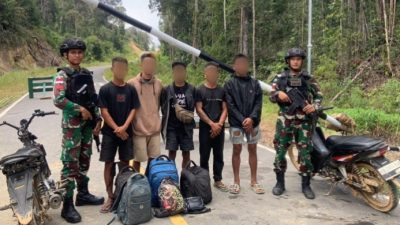 Gagalkan Perlintasan Ilegal, Satgas Pamtas Yonarmed 13/Nanggala Amankan 5 Calon Pekerja Migran Non-Prosedural di Perbatasan