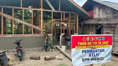 Satgas TMMD ke-130 Percepat Pembangunan RTLH Bapak Hamidi di Desa Goisoinan