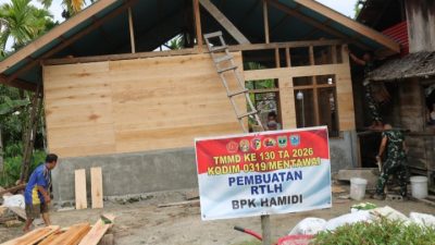 Satgas TMMD ke-130 Terus Percepat Pembangunan RTLH Bapak Hamidi