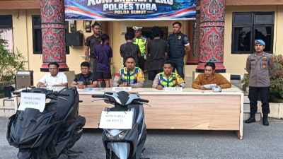 Polres Toba Gelar Press Release, Pelaku dan Penadah Curanmor Berhasil Diamankan 